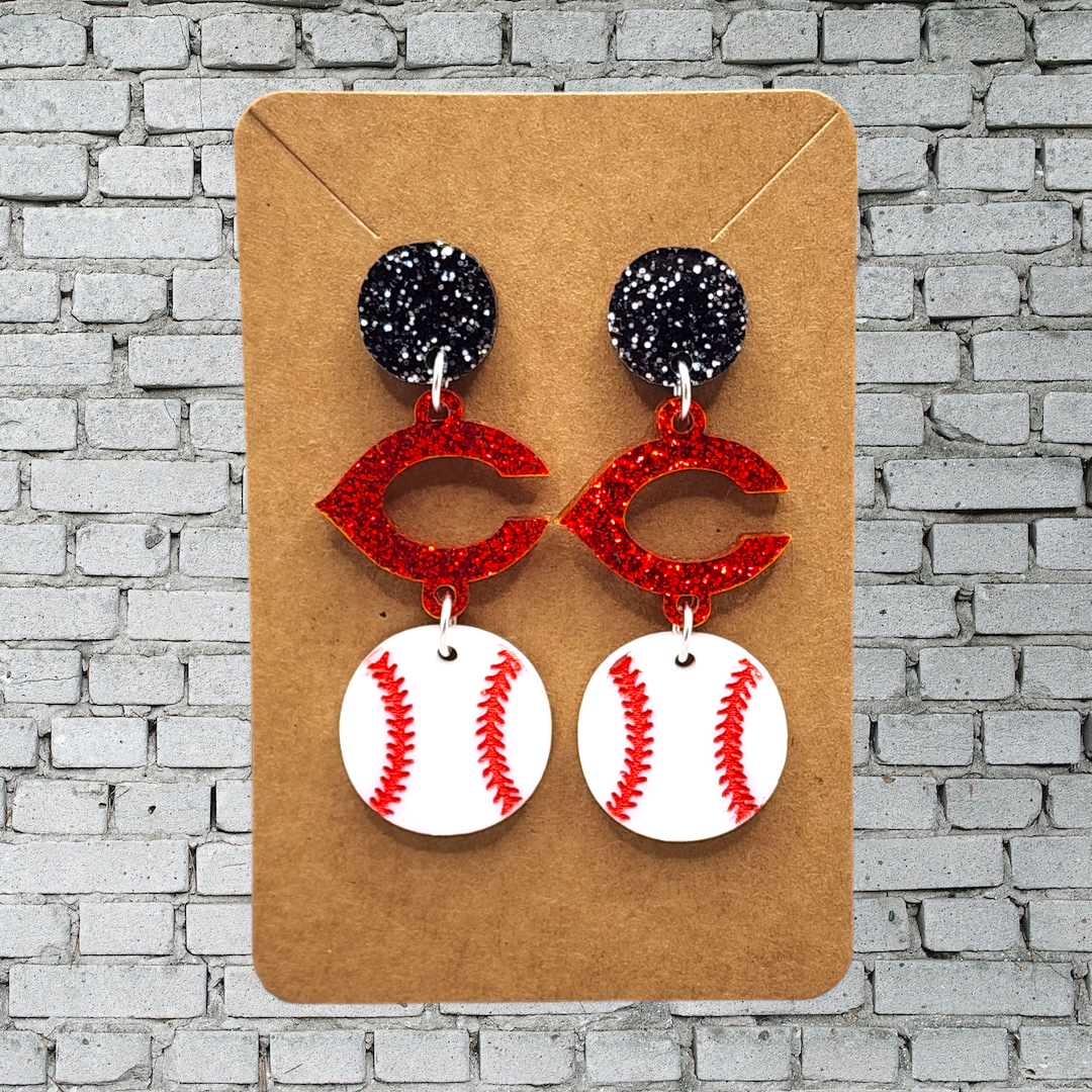 SVG ONLY- 3 TIER REDS BASEBALL DANGLES- DIGITAL FILE ONLY- Not a physical product