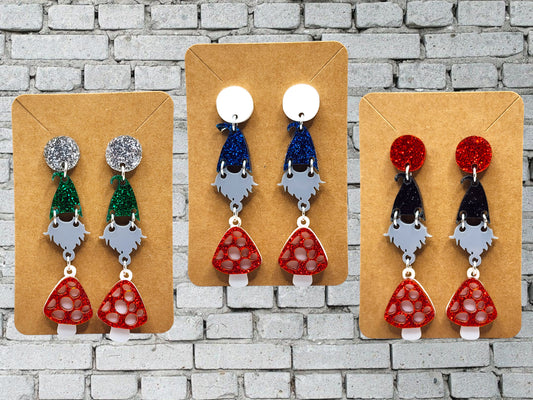 GNOME AND MUSHROOM 3 TIERED DANGLES- SVG ONLY DIGITAL FILE- NOT A PHYSICAL PRODUCT