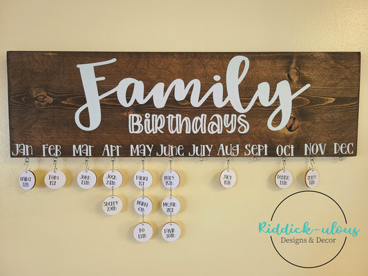 Family Birthday Month board - SVG ONLY