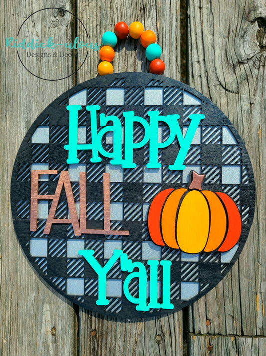 Plaid pumpkin Happy fall yall - SVG ONLY
